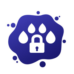 Poster - Water lock icon with drops and padlock