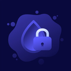 Poster - Water lock icon, drop and padlock, vector design