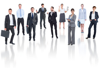 Poster - Digital png photo of diverse business people on transparent background