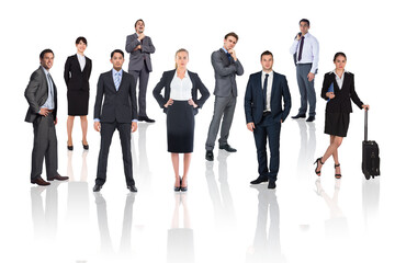 Poster - Digital png photo of diverse business people on transparent background
