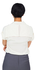 Poster - Digital png photo of back of biracial businesswoman on transparent background