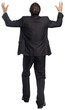 © vectorfusionart - Digital png photo of back of caucasian businessman with hands up on transparent background