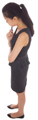 Poster - digital png photo of asian businesswoman standing and holding pen on transparent background