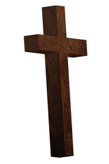 Wall Mural - Digital png illustration of wooden christian cross on transparent background