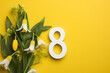 Flower with number 8. Background for Women's Day.
