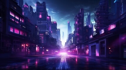 Wall Mural - Futuristic cyberpunk modern city background wallpaper ai generated image