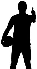 Canvas Print - Digital png silhouette image of male football player on transparent background