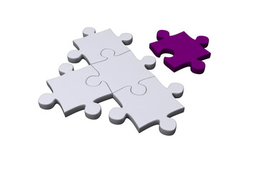 Poster - digital png illustration of white and purple puzzle pieces on transparent background