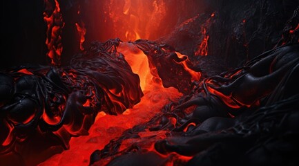 Wall Mural - VIew of volcanic lava eruption