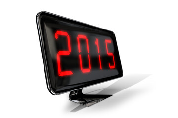 Poster - Digital png illustration of 2015 number on flat black screen on transparent background