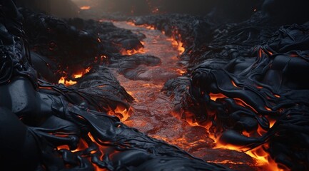 Wall Mural - VIew of volcanic lava eruption