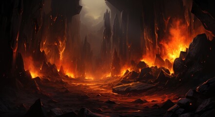 Wall Mural - VIew of volcanic lava eruption