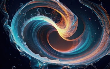 colorwater glowing curves ripple in space with Generative AI.