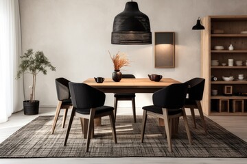 Wall Mural - Stylish dining table with four chairs