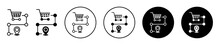 Customer Journey icon. buyer or seller trolley bag or cart with route location point symbol set. shopper store for customer to reach through customer journey vector line logo