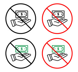 Fototapete - Stop Corruption icon. no illegal money laundering or bribery symbol set. black money prohibition or corruption ban vector line logo.  stop or deny corruption bribe sign.