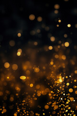 Canvas Print - beautiful black and gold defocused lights bokeh abstract background