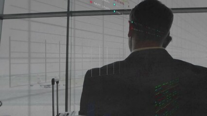 Poster - Animation of data processing over caucasian businessman in office
