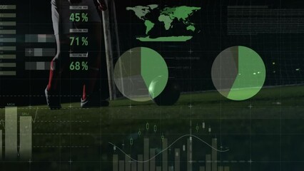 Poster - Animation of financial data processing over caucasian male football player
