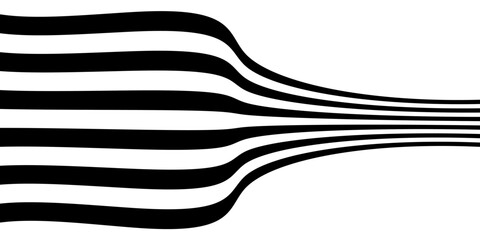 Wall Mural - black on white abstract perspective line stripes with 3d dimensional effect isolated on white backgr