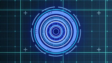 Poster - Animation of scope scanning over data processing on dark background