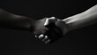 A firm handshake between two partners on isolated white background. Image. Generative Ai