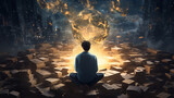 Fototapeta  - Mind Over Matter Person meditating