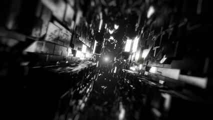 Wall Mural - flying through an abstract futuristic sci-fi tunnel, 4k seamless loop