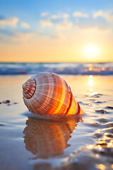 shell on the beach. snail on the beach.