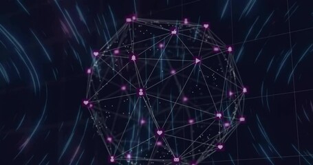 Poster - Animation of network of connections with globe over dark background