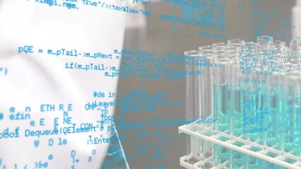 Poster - Animation of scientific data processing over laboratory test tubes