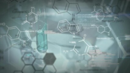 Poster - Animation of scientific data processing over test tube in laboratory