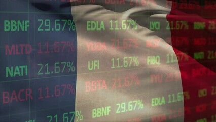 Poster - Animation of french flag over financial data processing