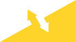 Image divided in two diagonally, with two arrows pointing in opposite directions. Yellow and white background. 