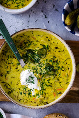 Poster - Polish pickled cucumber soup,traditional  soup with pickles