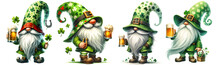 St. Patrick’s Day Gnomes Illustration Cut Out Transparent Isolated On White Background ,PNG File
