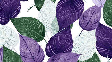 Poster - Beautiful seamless pattern with striped leaves. Beautiful floral background.