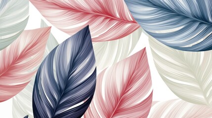 Poster - Beautiful seamless pattern with striped leaves. Beautiful floral background.