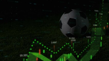 Poster - Animation of multiple graphs with numbers moving over soccer ball falling on ground