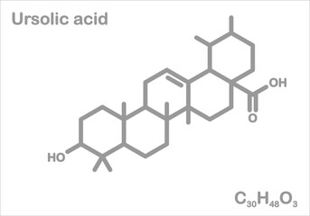 Wall Mural - Ursolic acid. Simplified structural formula. Substance is found in plants and is used for cosmetics additives.