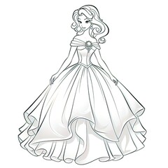 Canvas Print - princess on a coloring book style