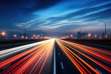 traffic on highway at night