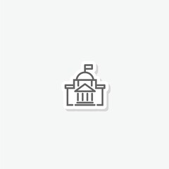 Sticker - Government building icon sticker isolated on gray background