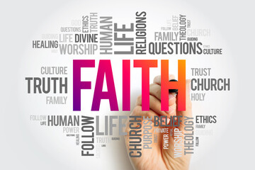 Wall Mural - Faith - complete trust or confidence in someone or something, word cloud concept background