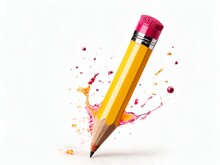 Creative 3D Pencil With Paint Splash