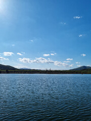 Canvas Print - Blue sky and calm lake.