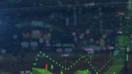 Poster - Animation of multiple graphs, time lapse of moving vehicles against blurred vehicles moving in city