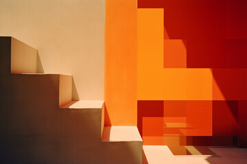 Leinwandbilder - The fusion of warm tones in a geometric abstraction results in a visually pleasing artwork.