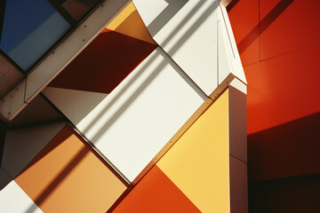 Aufkleber - Abstract expression through the interplay of geometric shapes and warm tones.