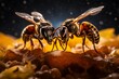 Photo of the tiny hairs on a bee's thorax. Generative AI